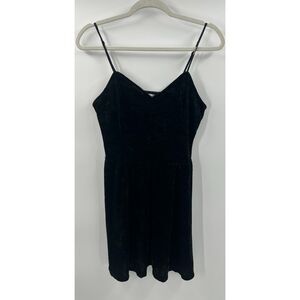 Vintage 90s Candie's Black Cami Dress Large Y2K Goth Mini Velour Whimsigoth